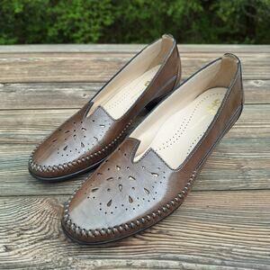 SAS SONYO Slip On Premium Leather Comfort Heels Women's 7.5N Brown Made In USA